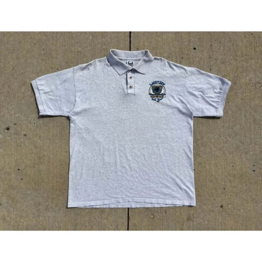 90’s Light Grey Blank Polo short Sleeve Shirt Single Stitch
